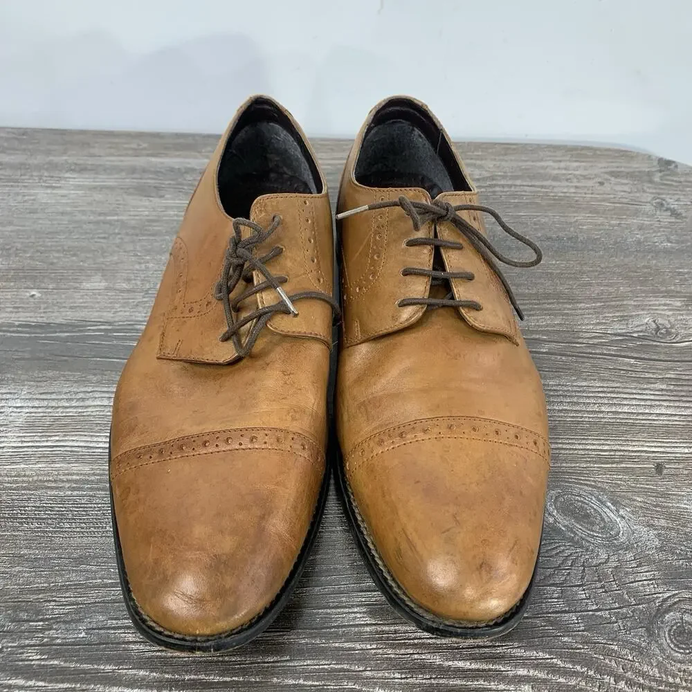 Stacy Adams Prescott Dress Shoes mens‎ 13M Brown leather cap toe oxford 24858
